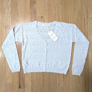 SOLD - MANGO Openwork Knit Cardigan in Light Grey Size S (NEW WITH TAGS)